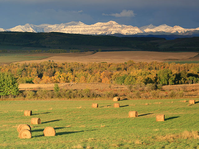 spectacular view of the rocky mountains from the Alberta foothills